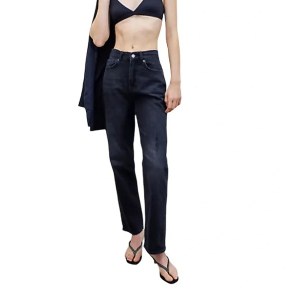 BDG Urban Outfitters Stretch Cowboy Jean Black Denim High Waist Rigid Size 28 - Picture 1 of 9